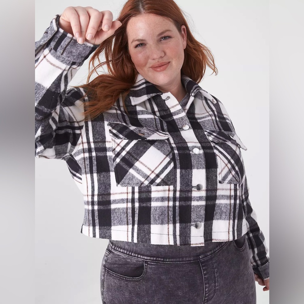 Lane Bryant Cropped Plaid Jacket